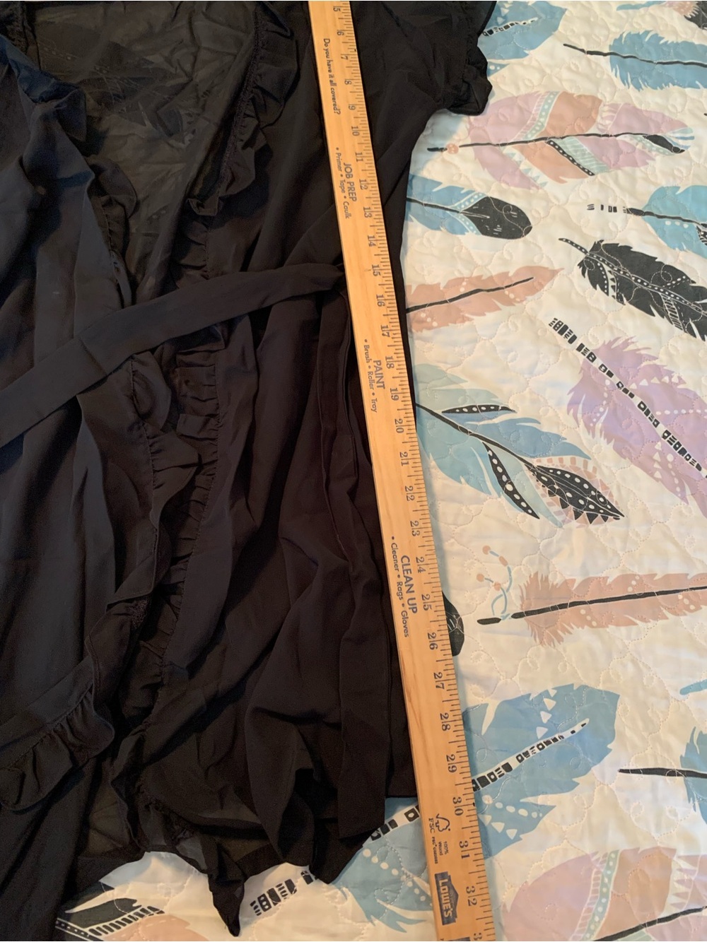 Sheer Black Robe with Ruffle Trim - Picture 3 of 5